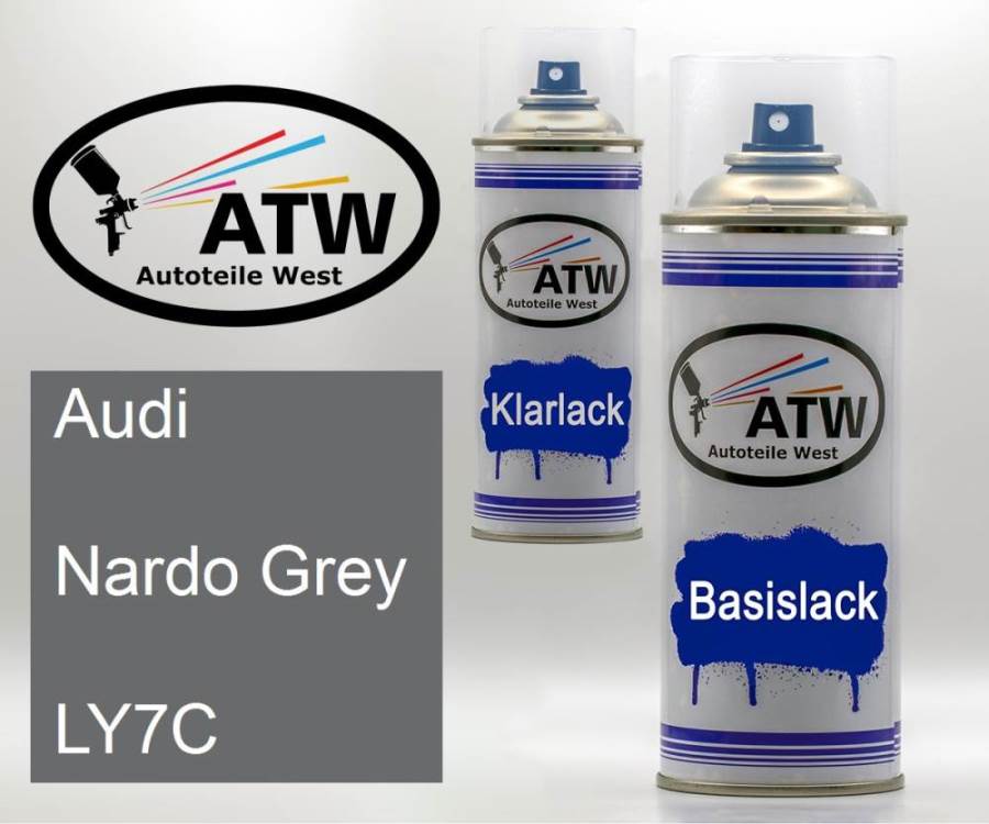 Audi, Nardo Grey, LY7C: 400ml Sprühdose + 400ml Klarlack - Set, von ATW Autoteile West.